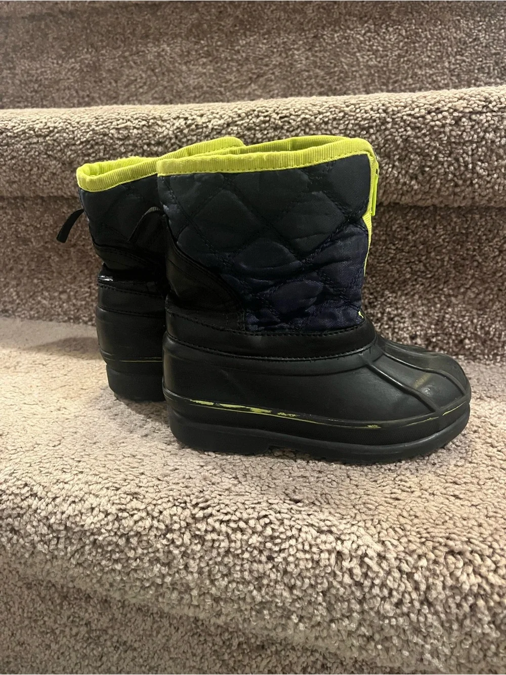 GAP Black and Neon Yellow Kids Snow Boots